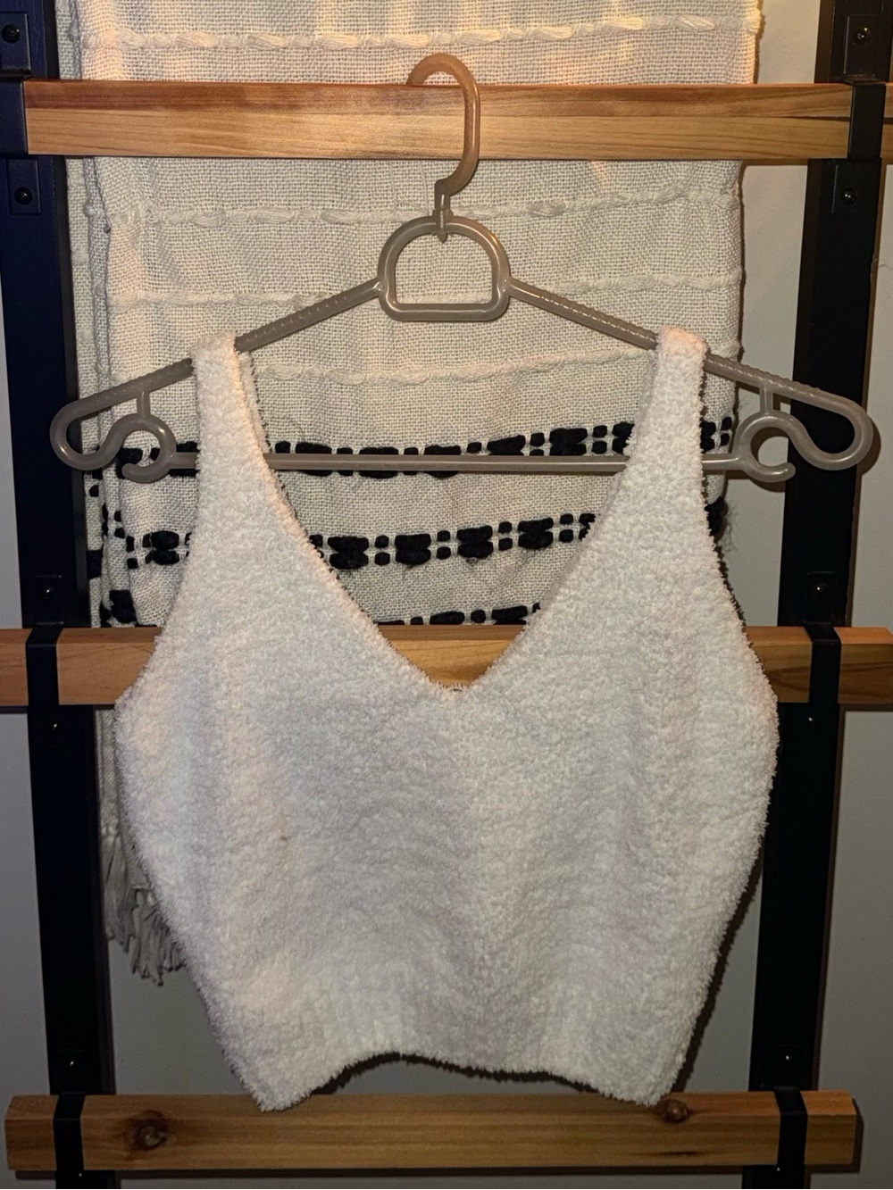 Cozy V-Neck Plush Sleep Tank - White